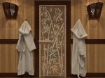 Стеклянная дверь для сауны Doorwood Бамбук и бабочки 1900х700 бронзовая