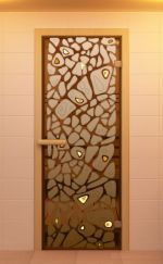 Стеклянная дверь для сауны Aldo Морское дно 1900х700 бронзовая