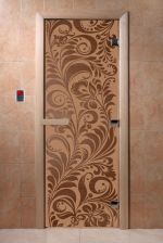 Стеклянная дверь для сауны Doorwood Хохлома 1900х700 бронзовая матовая