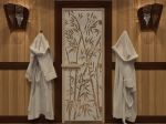 Стеклянная дверь для сауны Doorwood Бамбук и бабочки 1900х700 бронзовая матовая