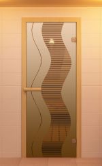 Стеклянная дверь для сауны Aldo Муара 1900х700 бронзовая