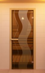 Стеклянная дверь для сауны Aldo Растр 1900х700 бронзовая