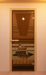 Стеклянная дверь для сауны Aldo Банный день 1900х700 бронзовая