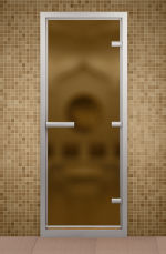Стеклянная дверь для хаммама Aldo 1900х700 бронзовая матовая